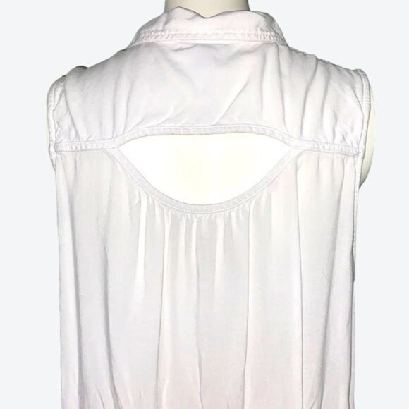 A.N.A. A New Approach 100% Rayon White & Fuchsia Sleeveless Button Up Tunic Blou - Picture 5 of 8